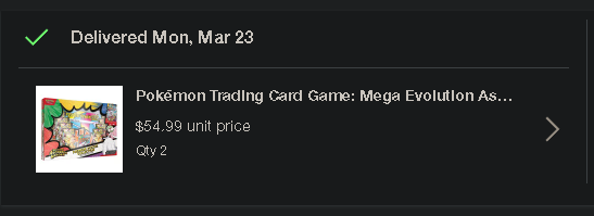 A successfully delivered order placed through CardCarter